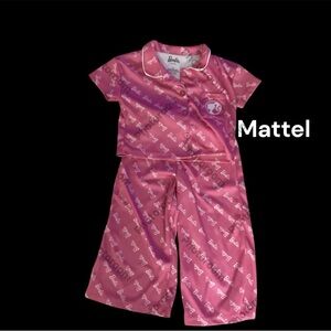 BARBIE PINK POLYESTER SILK FEEL PAJAMAS SIZE 2T VERY GENTLY WORN